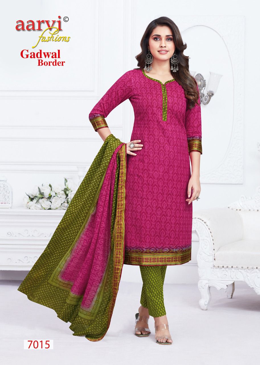 Aarvi Gadwal Border Vol 7 Wholesale Cotton Printed Readymade Dress Catalog
